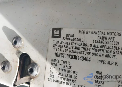 2003 Chevrolet Blazer Ls из США, поврежденный, VIN 1GNCT18X83K143404